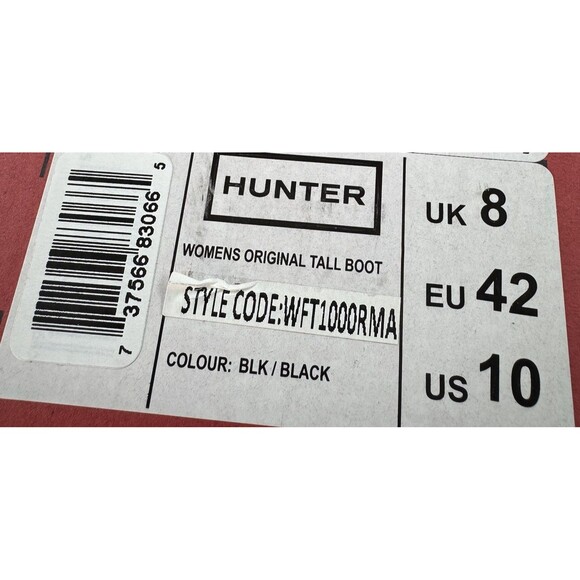 Hunter Original Tour Tall Boot, Black Winter, Rain Boot, Women’s Size 10 New - Picture 14 of 14